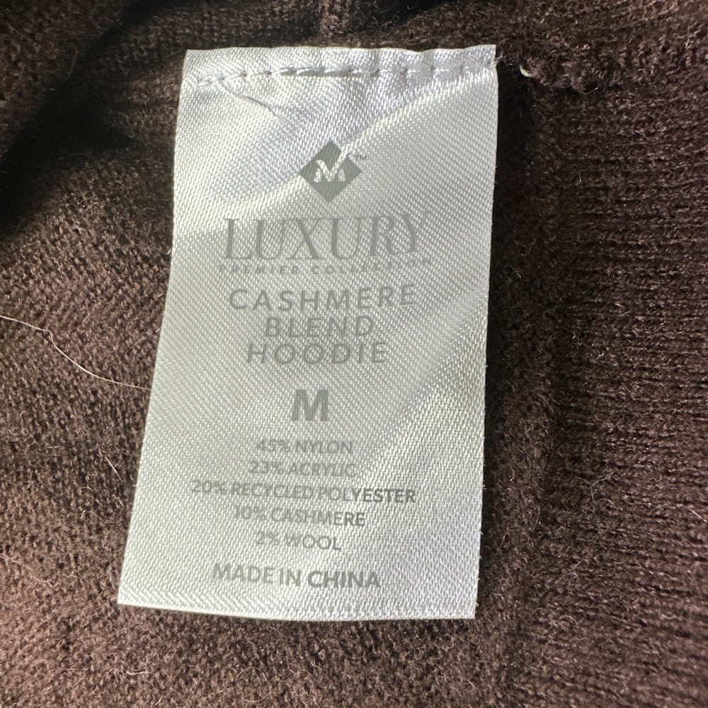 Cashmere Blend Hoodie Sweater Womens Medium Brown Lightweight - Picture 3 of 7